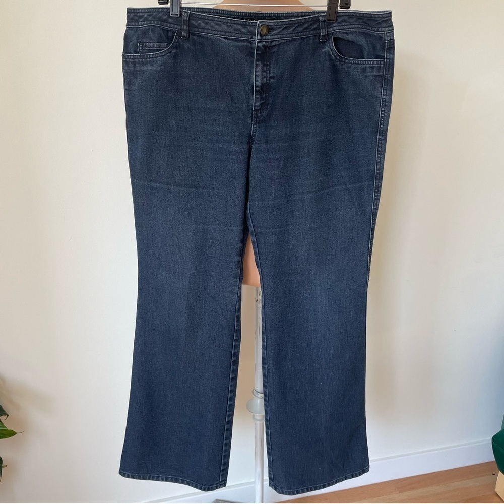 Lafayette 148 New York High Rise Straight Leg Plus Size Stretch Denim Jeans 16